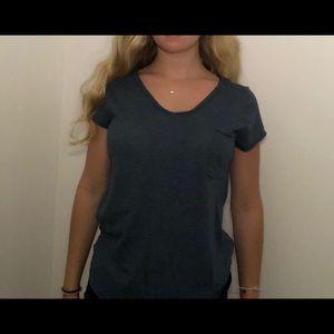 dark blueish grey v neck t shirt